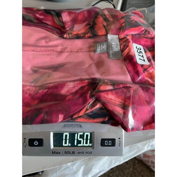 J. Jill Wearever Collection Collared Faux Wrap Feather Print Dress Petite Medium - Picture 9 of 9